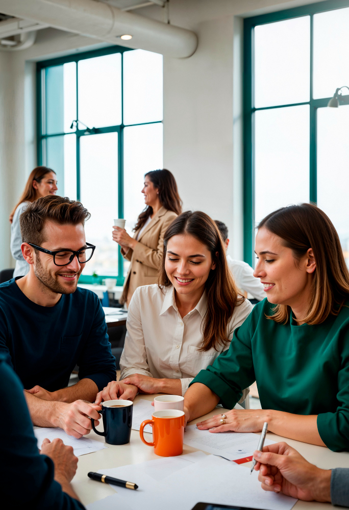 Equipo colaborando en finanzas con enfoque humano